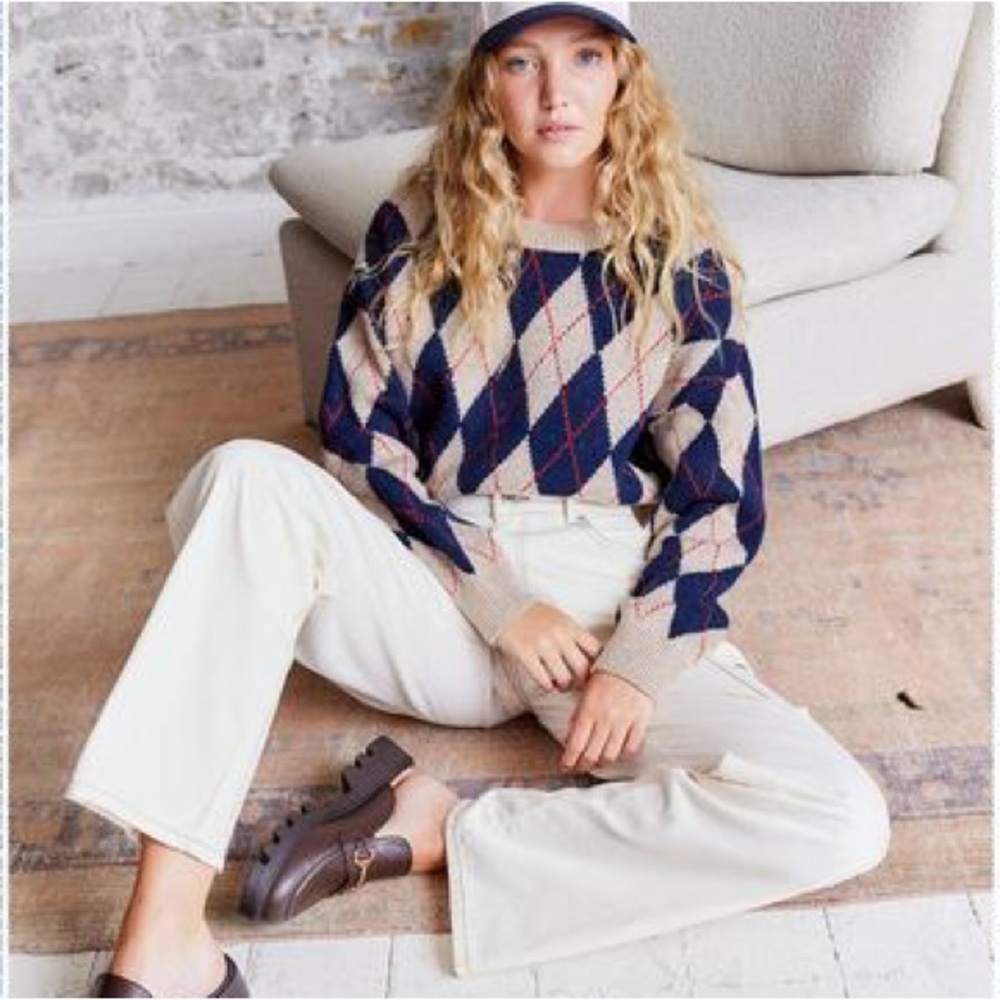 primark preppy cropped argyle sweater